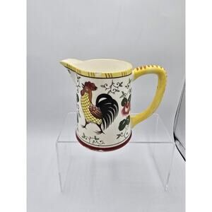 Used Py Ucago Rooster & Roses Milk Pitcher 5.5" Early Provincial Chip